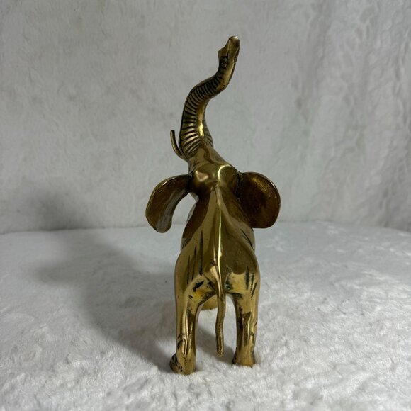 Vintage Brass Elephant Statue With Raised Trunk & Ball contemporary home design - Picture 4 of 8
